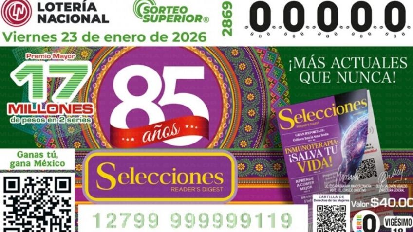 Lista COMPLETA de GANADORES del Sorteo Superior No. 2869 de la Lotería Nacional HOY viernes 23 de enero