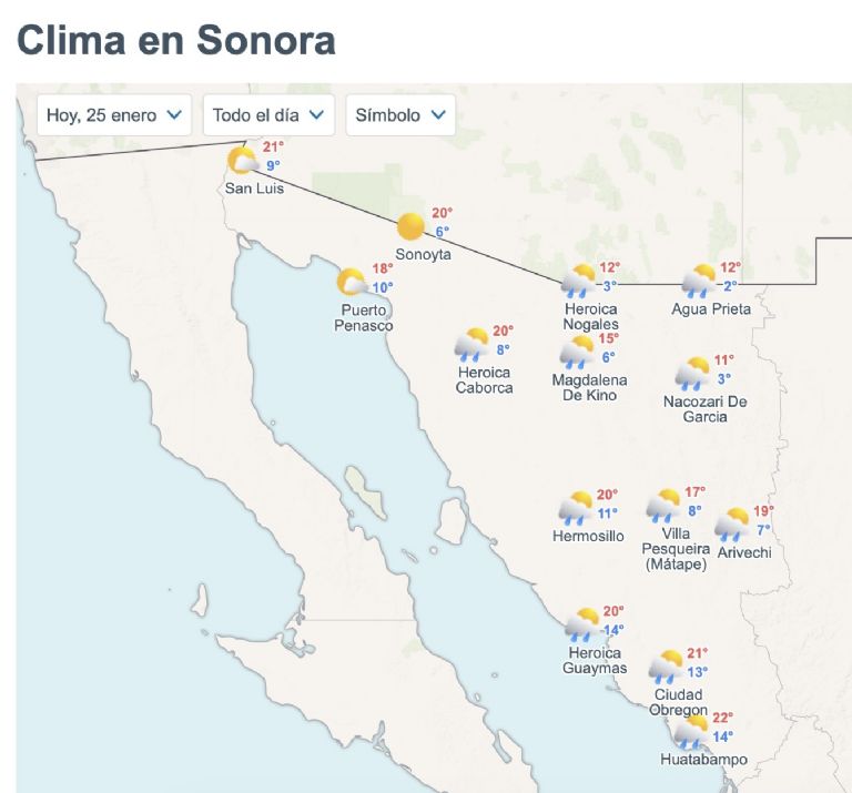 Así será el clima en Sonora este domingo. Foto: Conagua