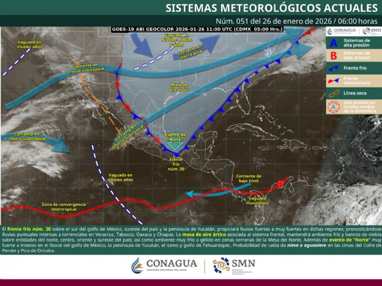 Así será el clima en México este lunes. Foto: Conagua