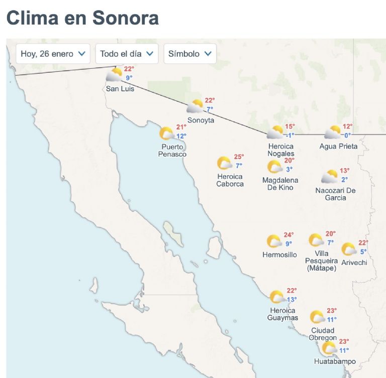 Así será el clima en Sonora este lunes. Foto: Conagua