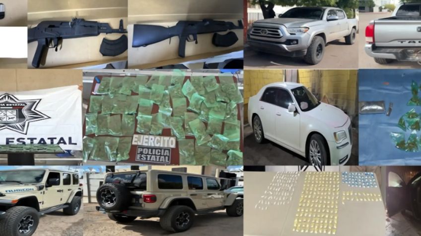 Autoridades aseguran armas de fuego, vehículos robados y droga en tres municipios de Sonora