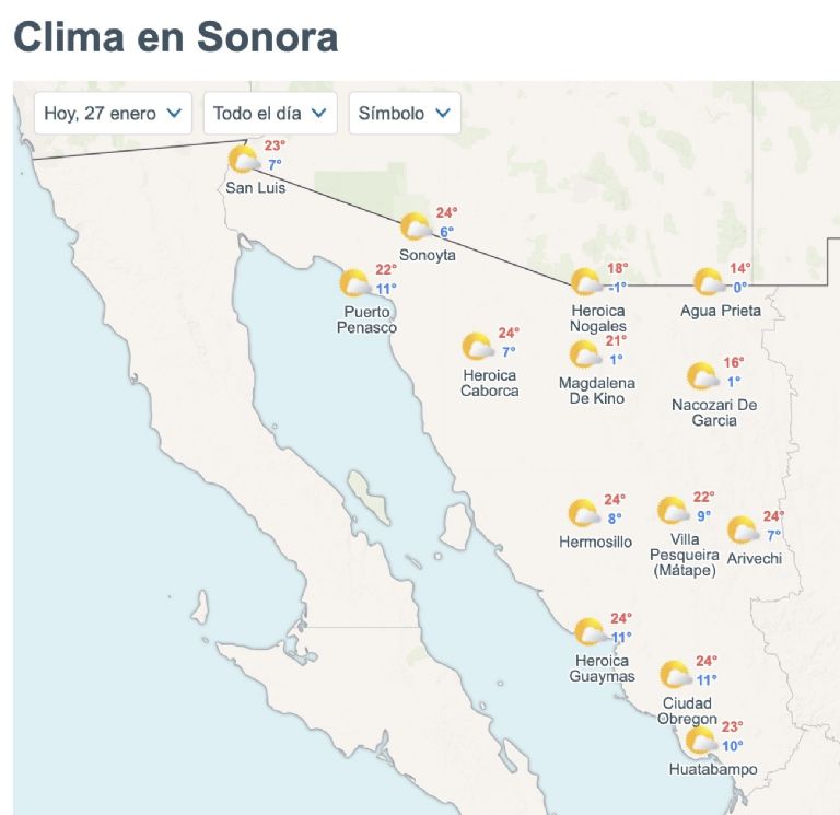 Así será el clima en Sonora este martes. Foto: Conagua