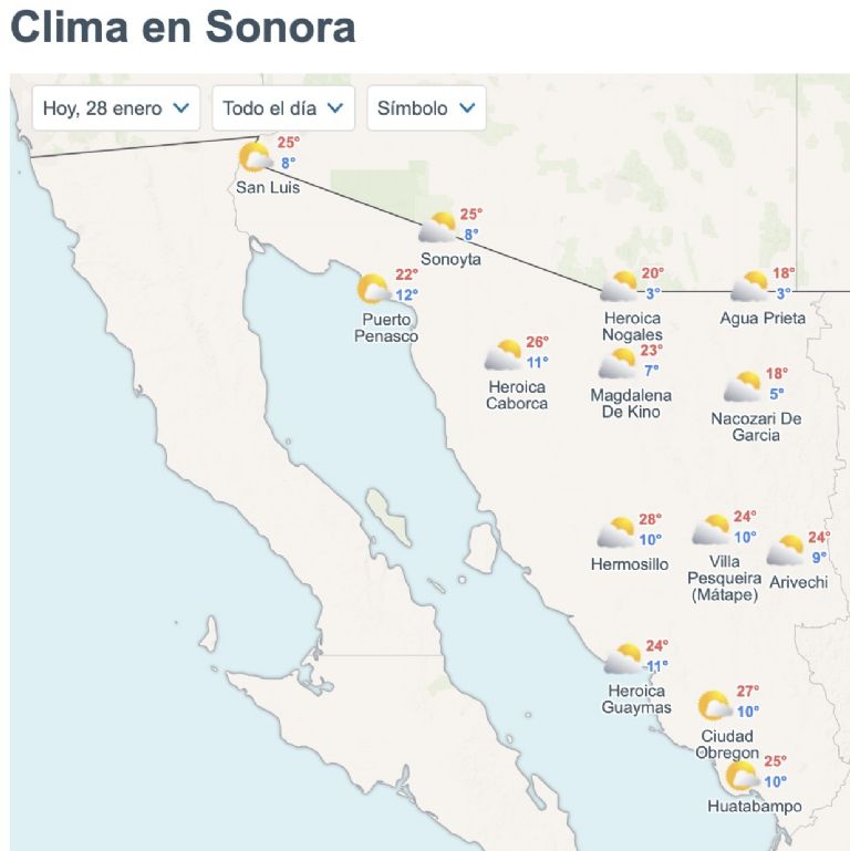 Así será el clima en Sonora este miércoles. Foto: Conagua
