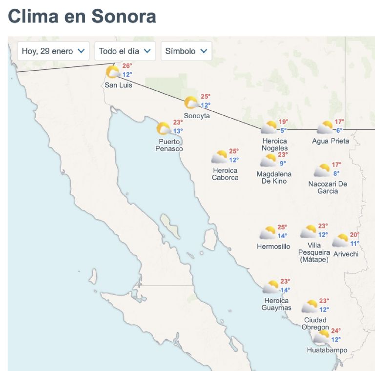 Así será el clima en Sonora este jueves. Foto: Conagua