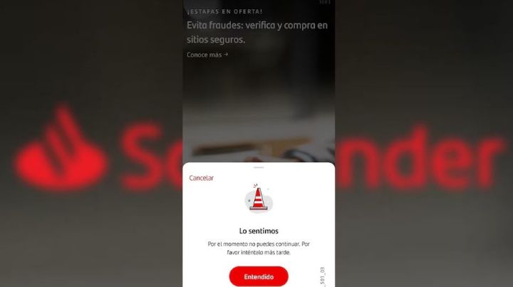 Miles de usuarios reportan caída masiva en la app móvil de Santander; no deja iniciar sesión