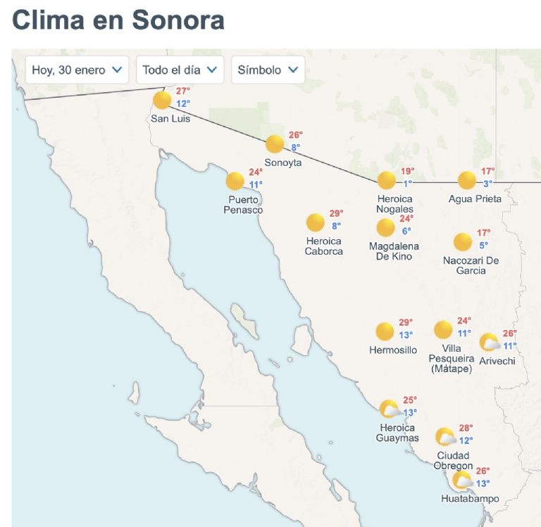 Así será el clima en Sonora este viernes. Foto: Conagua
