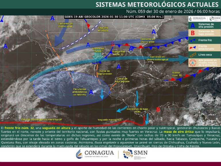 Así será el clima en México este viernes. Foto: Conagua