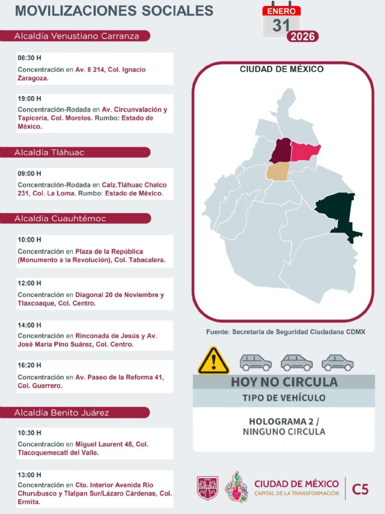Tráfico en CDMX hoy 31 de enero 