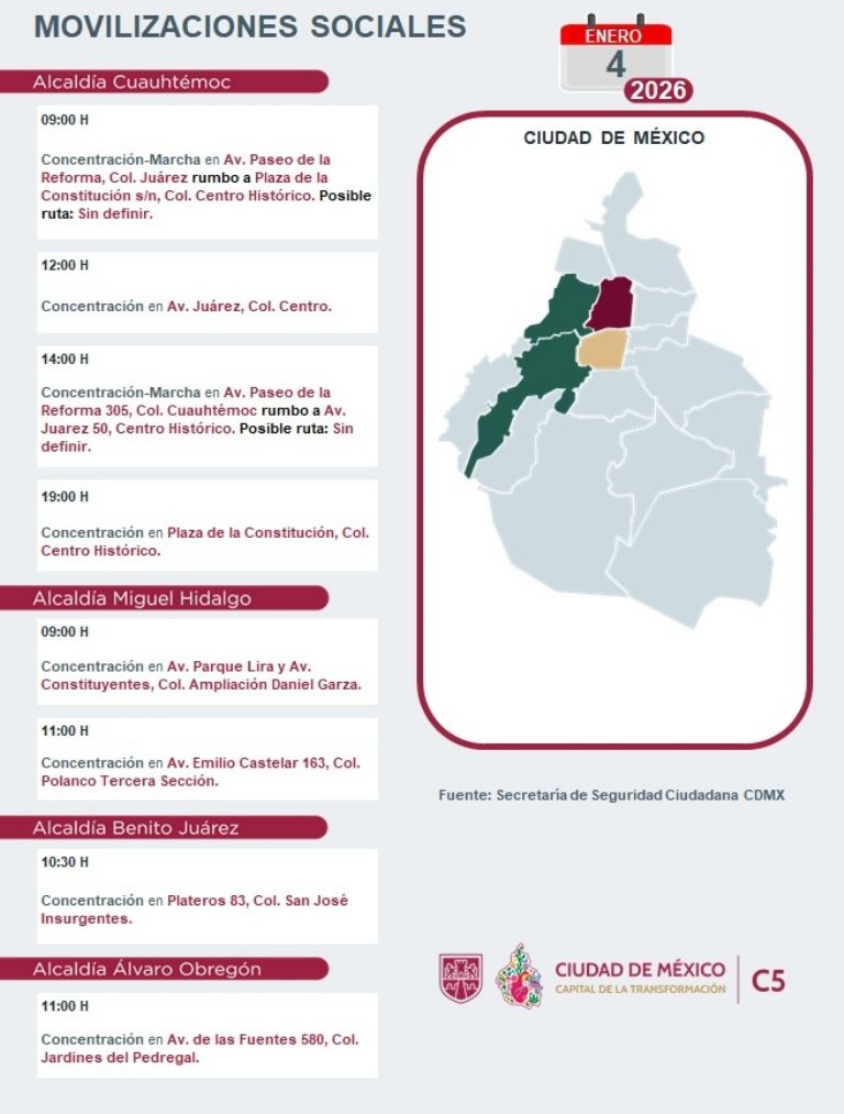 Tráfico en CDMX hoy 4 de enero 