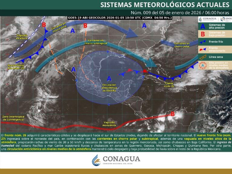 Así será el clima en México este lunes 5 de enero. Foto: Conagua