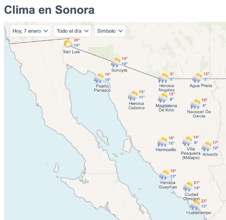 Así será el clima en Sonora este miércoles. Foto: Conagua