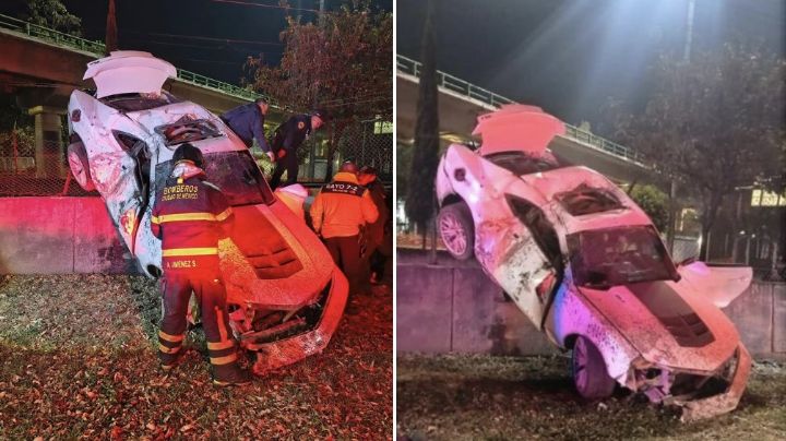 ACCIDENTE en Calzada de Tlalpan: Auto deportivo CHOCA contra malla del Tren Ligero; hay un MUERTO