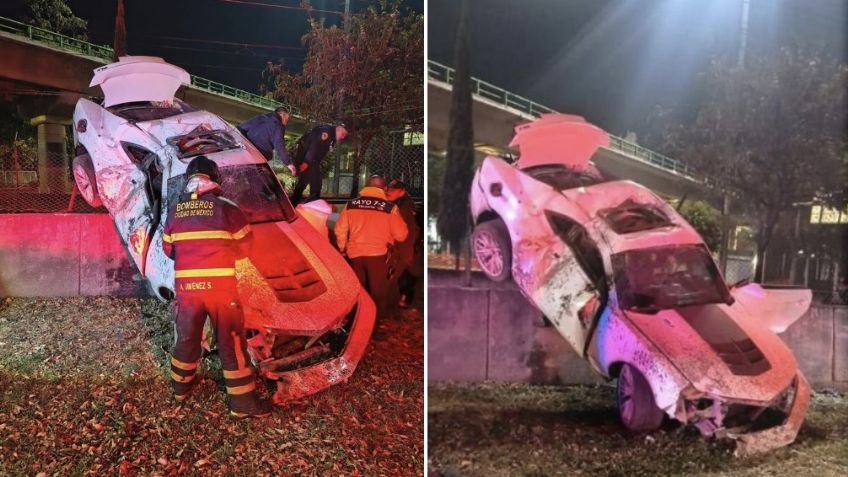ACCIDENTE en Calzada de Tlalpan: Auto deportivo CHOCA contra malla del Tren Ligero; hay un MUERTO