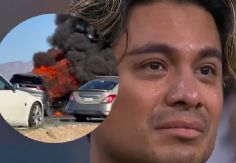 Foto ilustrativa de nota (VIDEO) Momentos de pánico: se incendia vehículo donde viajaban Ricardo Peralta y César Doroteo