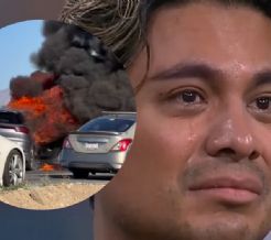 (VIDEO) Momentos de pánico: se incendia vehículo donde viajaban Ricardo Peralta y César Doroteo