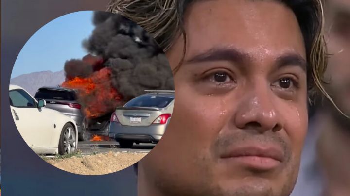 (VIDEO) Momentos de pánico: se incendia vehículo donde viajaban Ricardo Peralta y César Doroteo