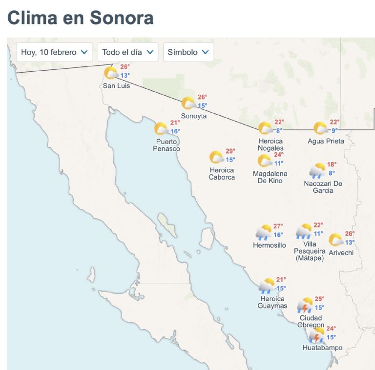 Así será el clima en Sonora este martes. Foto: Conagua