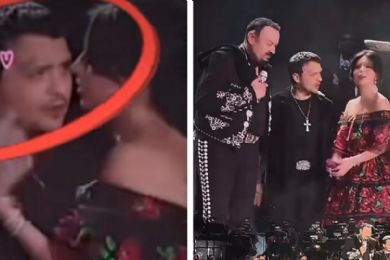 Christian Nodal canta con Ángela y Leonardo Aguilar; fans aseguran que Pepe Aguilar lo 'obliga' (VIDEO)