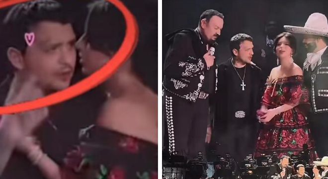Christian Nodal canta con Ángela y Leonardo Aguilar; fans aseguran que Pepe Aguilar lo 'obliga' (VIDEO)