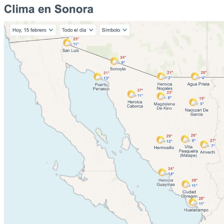 Así será el clima en Sonora este domingo. Foto: Conagua