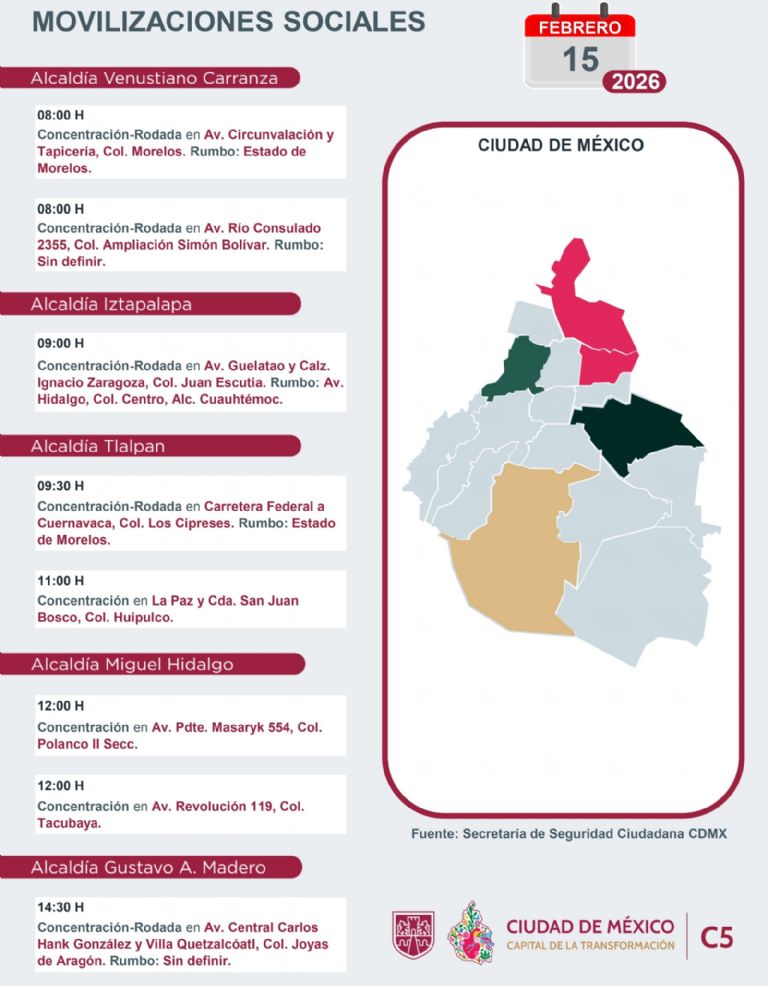 Marchas y movilizaciones de este domingo. Foto: C-5