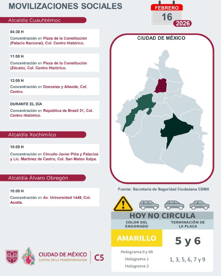Marchas programadas para este lunes en CDMX. Foto: Internet