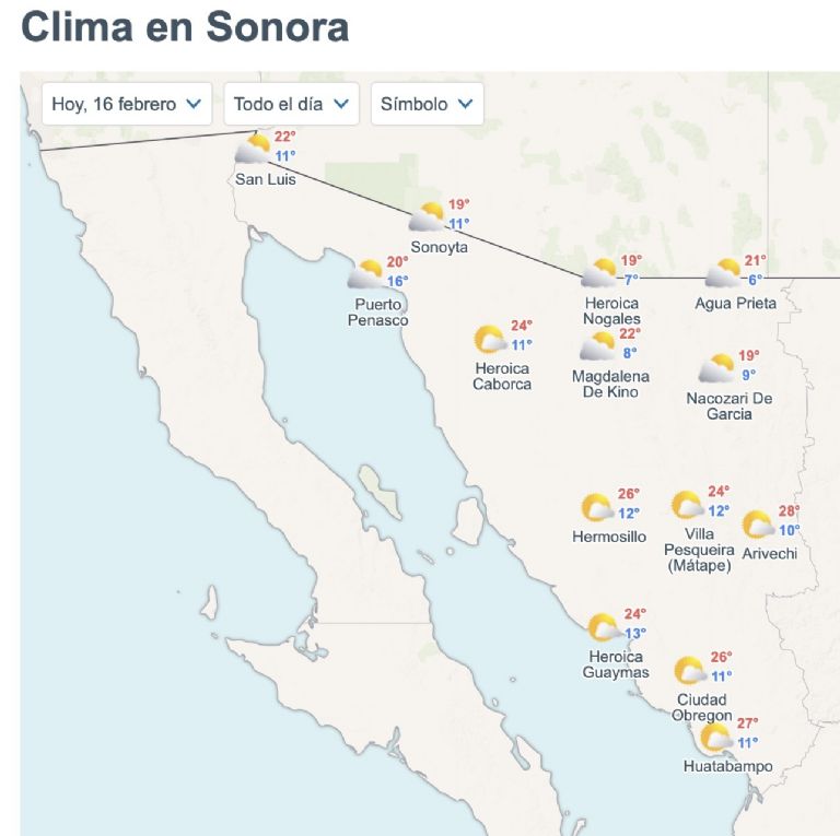 Así será el clima en Sonora este lunes. Foto: Conagua