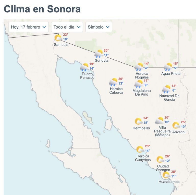Así será el clima en Sonora este martes. Foto: Conagua