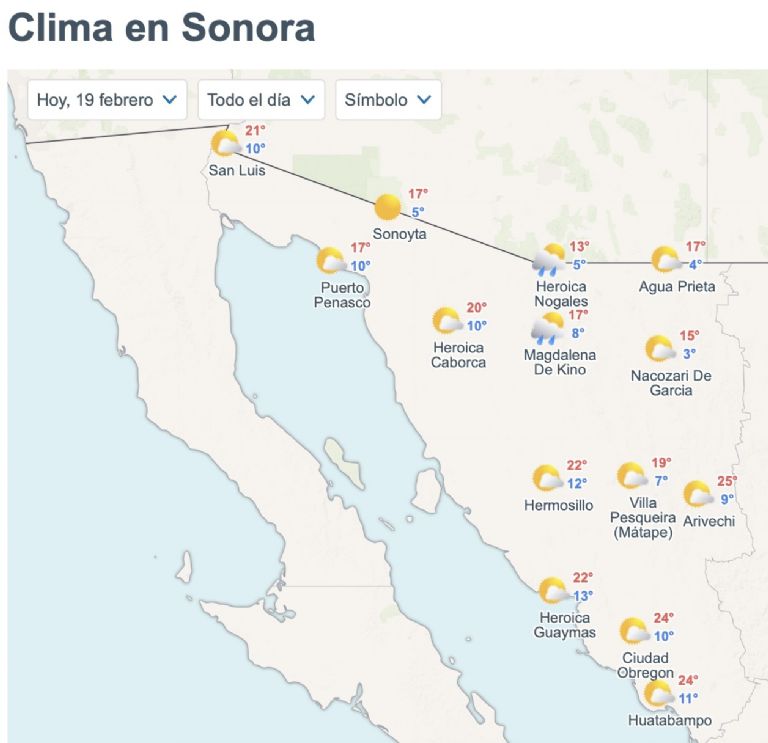 Así será el clima en Sonora este jueves. Foto: Conagua