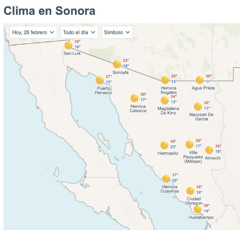Así será el clima en Sonora este jueves. Foto: Conagua