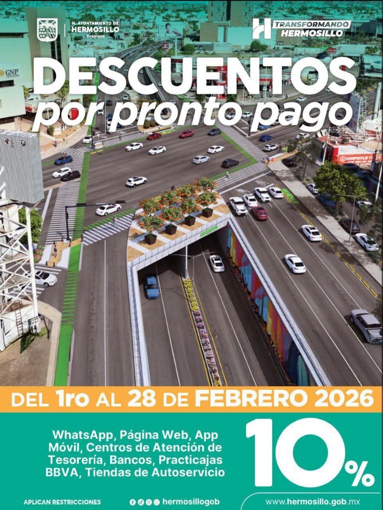 Hermosillo: Invitan a aprovechar descuento del 10% en pago de predial este mes de febrero