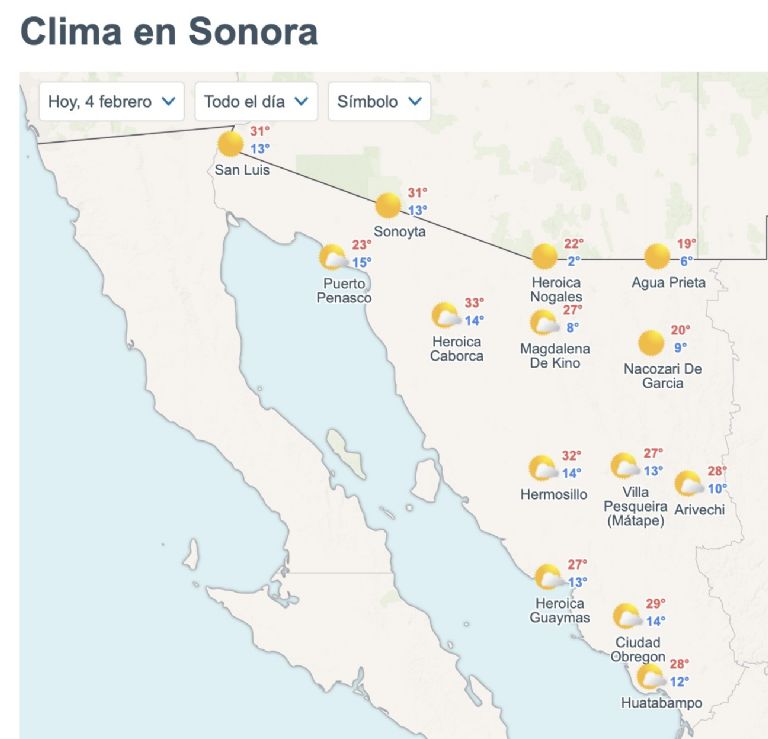 Así será el clima en Sonora este miércoles. Foto: Conagua
