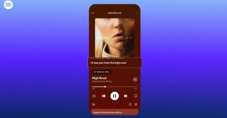 Así se ve la nueva función de letras en Spotify