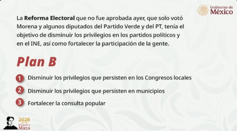 La presidenta expuso su Plan B de Reforma Electoral. Foto: Gobierno de México