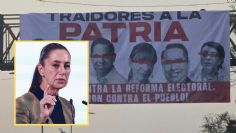 Sheinbaum reacciona a lonas en Oaxaca que exhiben a diputados que votaron contra Reforma Electoral