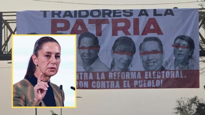 Sheinbaum reacciona a lonas en Oaxaca que exhiben a diputados que votaron contra Reforma Electoral