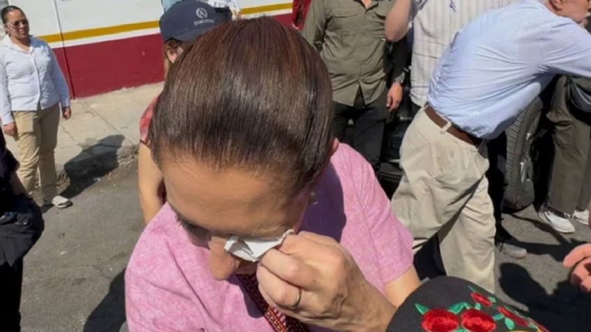 VIDEO: Así fue el momento en que le picaron el ojo a Claudia Sheinbaum a su llegada a Nayarit