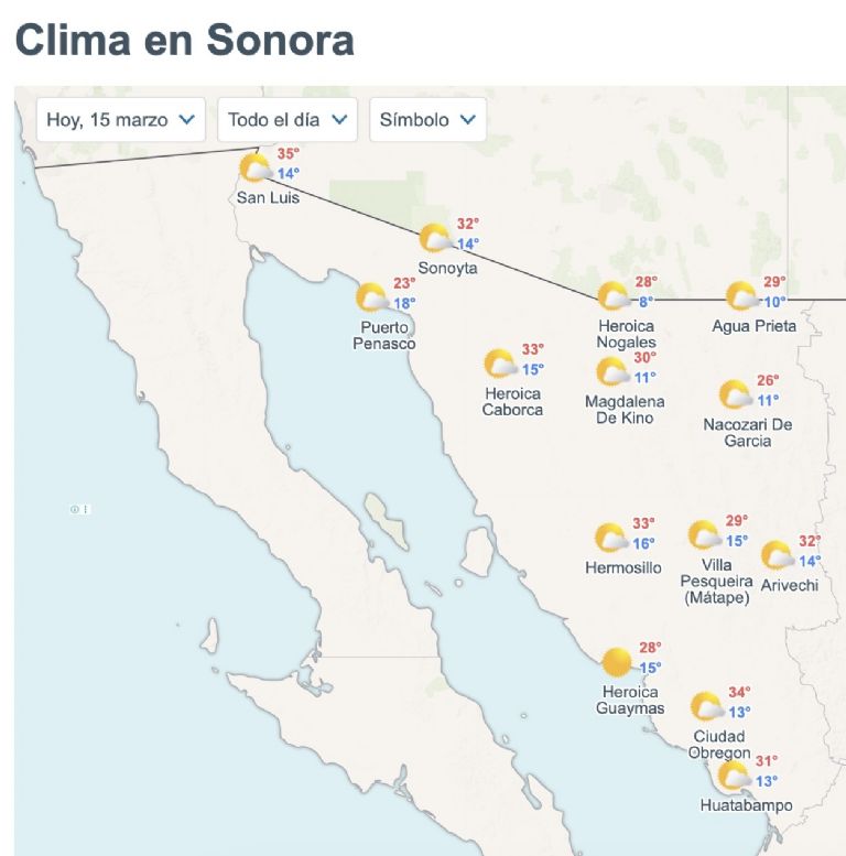 ¿Cómo estará el clima hoy en Sonora? Este es el pronóstico para el 15 de marzo