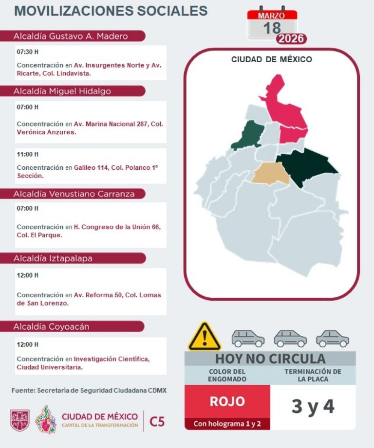 Alerta vial: movilizaciones HOY en CDMX complicarán el tráfico