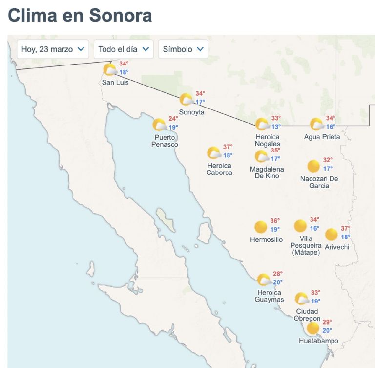 Así será el clima en Sonora este lunes. Foto: Conagua