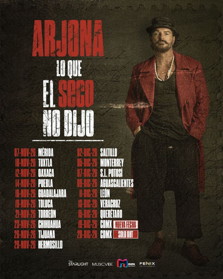 Ricardo Arjona anuncia concierto en Hermosillo