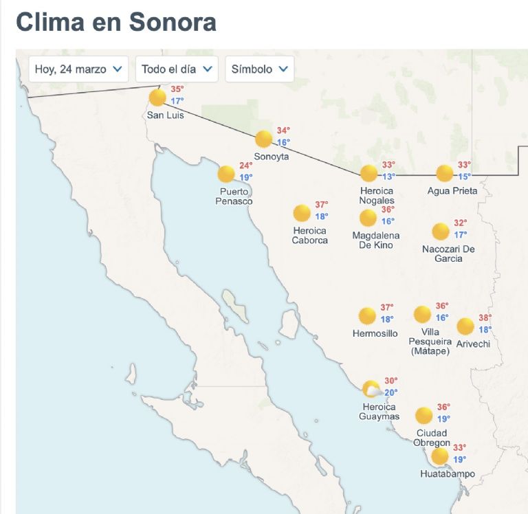 Así será el clima en Sonora este martes. Foto: Conagua