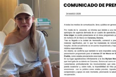 Hospitalizada por apendicitis en Hermosillo, Kika Edgar cancela shows y rompe el silencio (VIDEO)