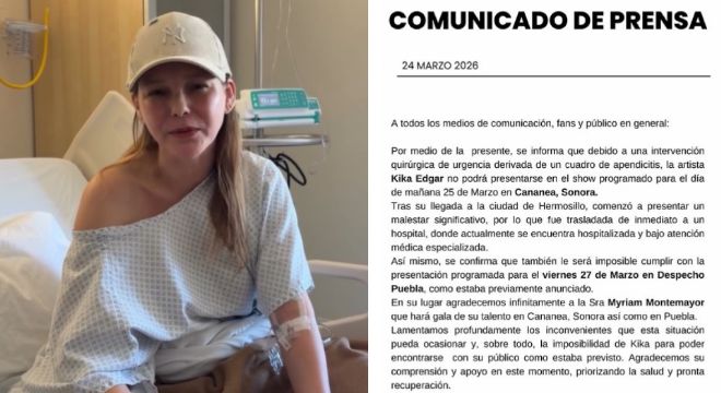Hospitalizada por apendicitis en Hermosillo, Kika Edgar cancela shows y rompe el silencio (VIDEO)