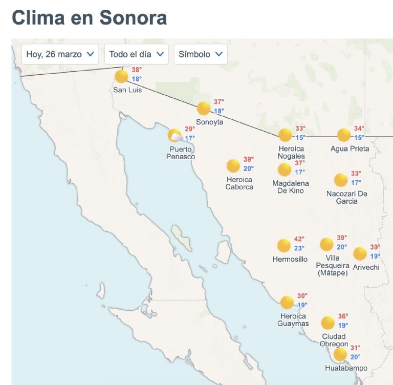 Así será el clima en Sonora este jueves. Foto: Twitter