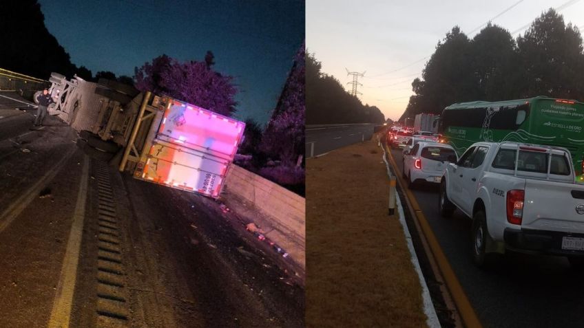 ¿Qué pasa en la México-Cuernavaca HOY? Volcadura de tráiler causa TRÁFICO y moviliza a las autoridades