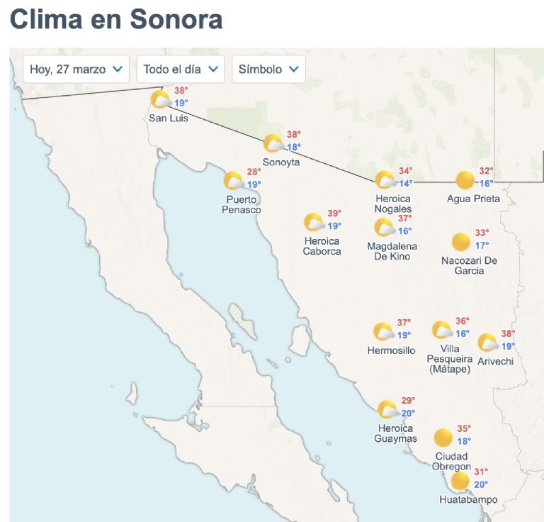 Así será el clima en Sonora este viernes. Foto: Conagua