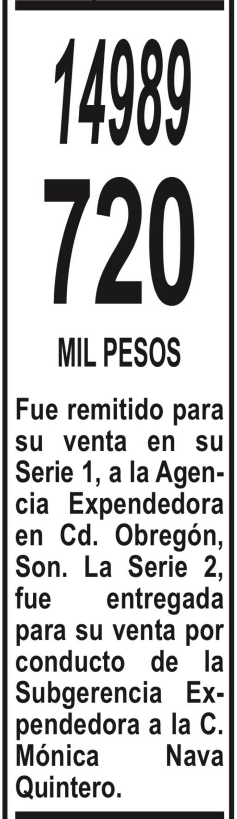 ¡Ciudad Obregón está de suerte! Cae premio de la Lotería Nacional; se llevan 720 mil pesos