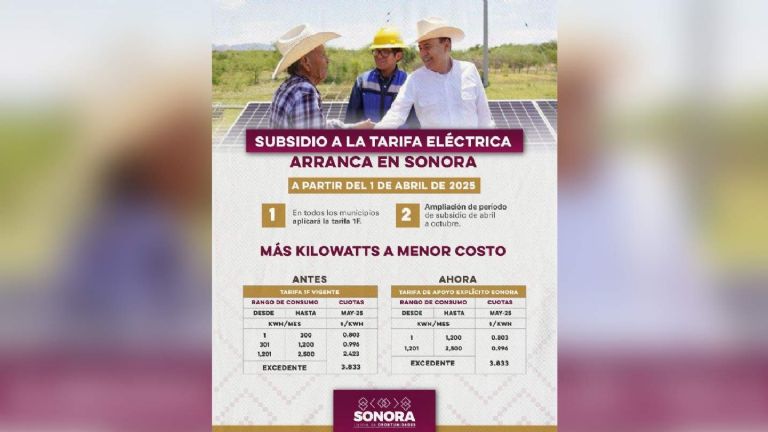 Comienza subsidio eléctrico en Sonora este miércoles