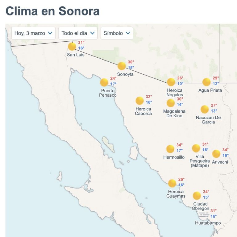 Así será el clima en Sonora HOY. Foto: Conagua
